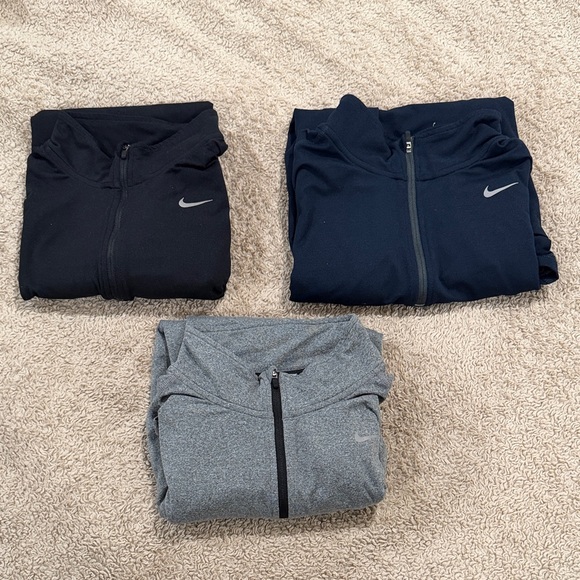 3 Pack Nike Blue Black Gray Dri-FIT Running Quarter-Zip Top
